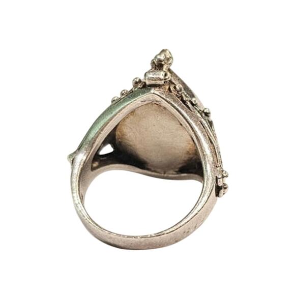 Pill Locket Ring Sterling Marcasite Onyx Ring - Picture 6 of 6